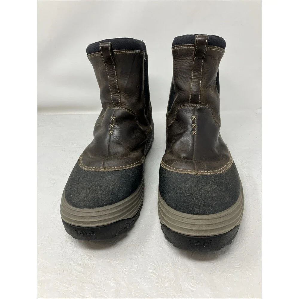 Teva Loge Peak Leather Pull On Insulated WP Winter Snow Boots Mens 11.5 Brown